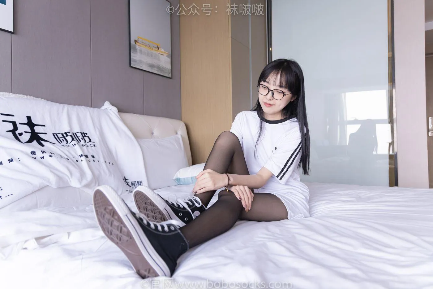 [BoBoSocks袜啵啵]NO.067 稚予-匡威帆布鞋、黑丝 [125P]插图7